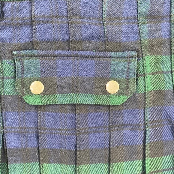 DSSkilts Plaid Kilt Utility Pockets Buckle Straps Green Blue Size 54 - Picture 8 of 13